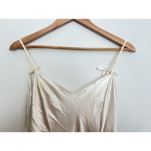 VTG Private Moments Satin Slip Dress Fairy Coquette Spaghetti Bow Tie V Neck XS - Picture 2 of 8